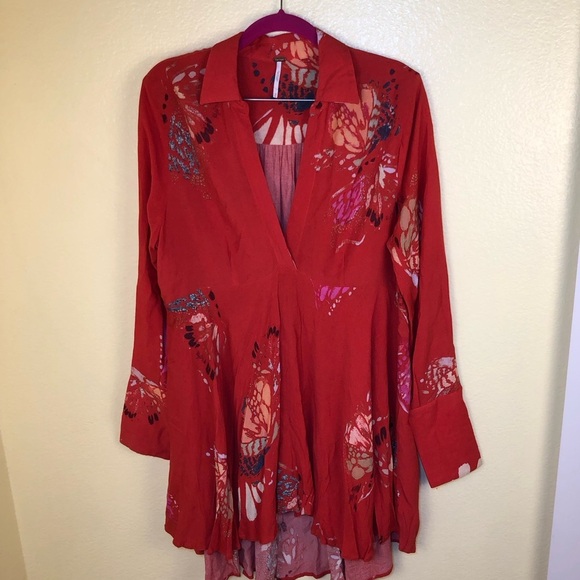 Free people field of butterflies Hi low tunic top size M - Picture 4 of 10